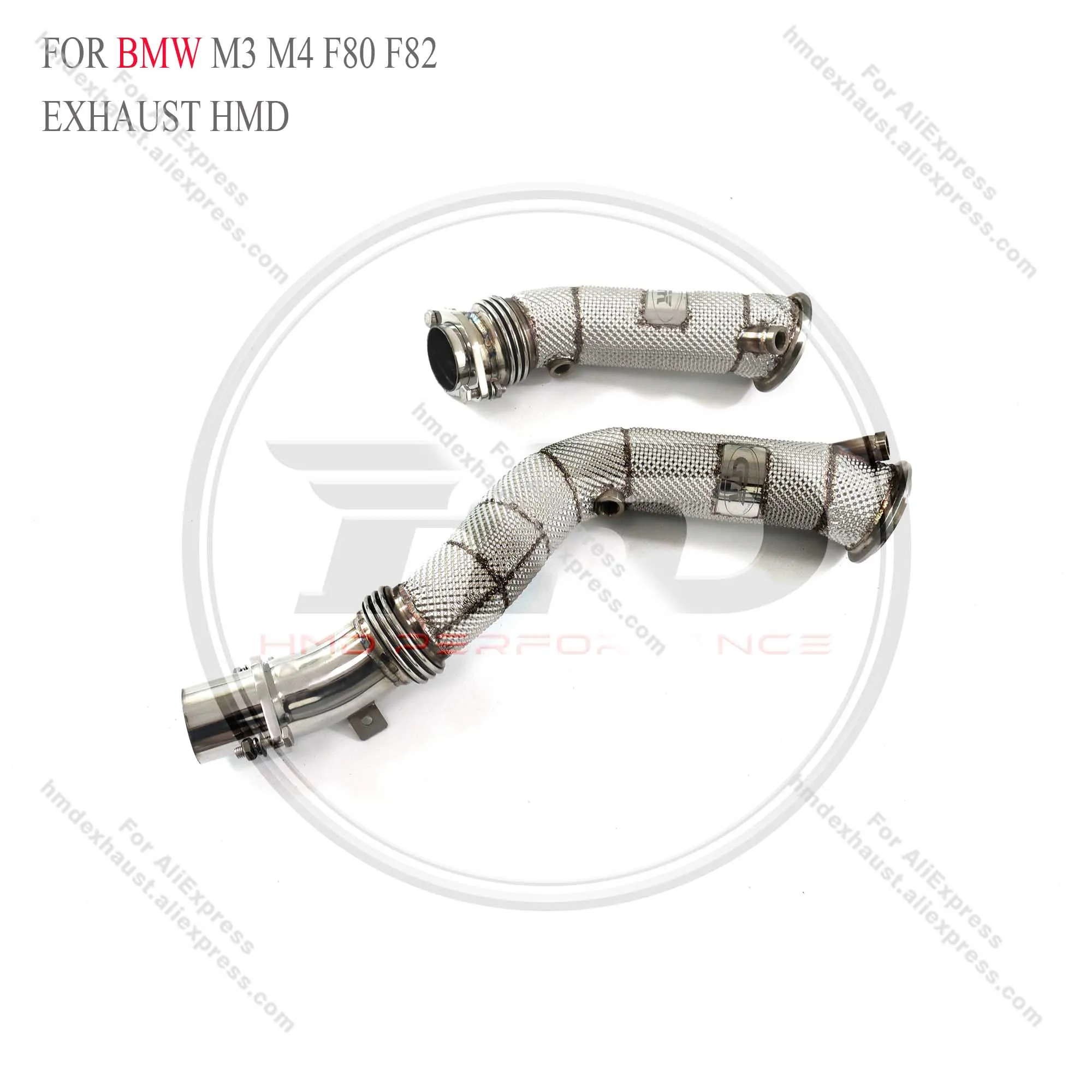 Discount offer downpipe Giveaway titanium Middle pipe with heat shield without catalysis for BMW M3 M4 F80 HMD exhaust