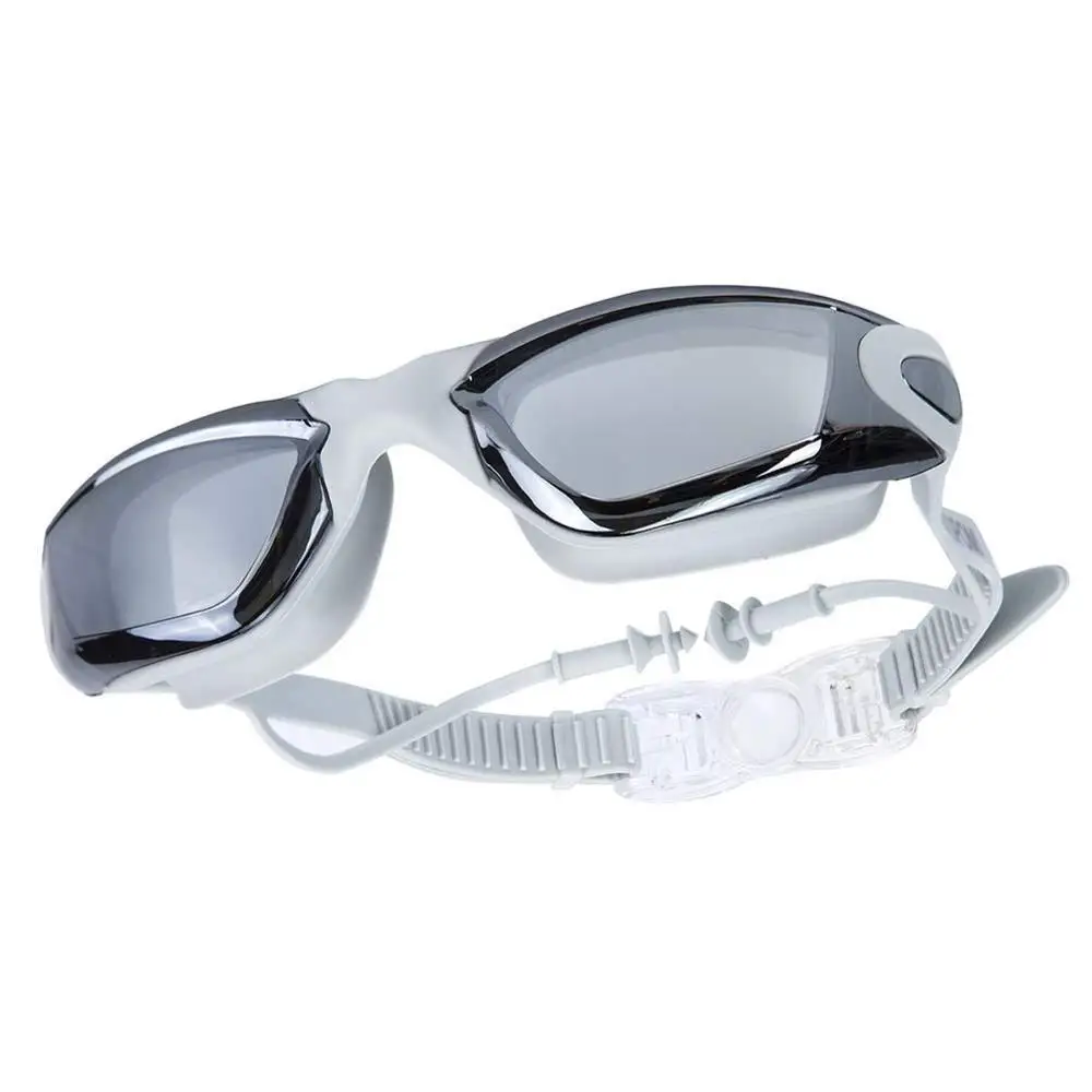 Gafas de natación para hombre y mujer, lentes de silicona antiniebla para miopía, tapón para los oídos, para buceo