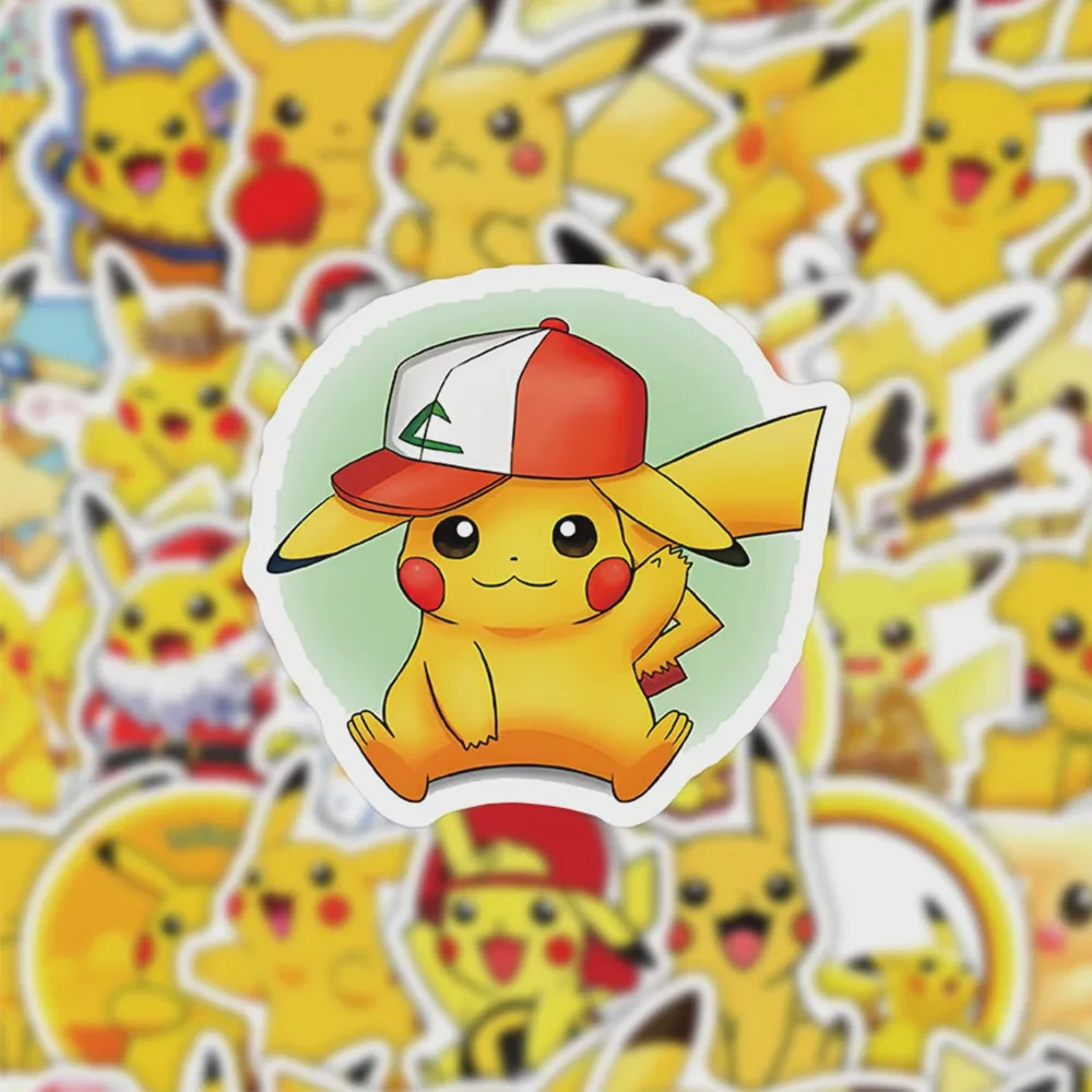 AnimePokemon Pikachu Cartoon Stickers Set 10/30/60pcs Waterproof Graffiti for DIY Skateboard Suitcase Helmet Fun Toy Accessories