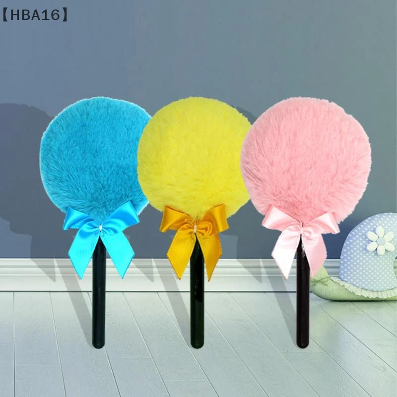 maveraHBA16 Aanlipop Applicatore di polvere per il corpo Soffio di polvere di peluche con manico Soffio di polvere Strumento di trucco morbido per viso e corpo Facile da usare