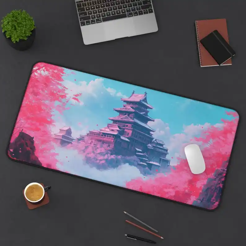 

Pink Cherry Blossom Pattern Table Mat,Landscape Desktop Decoration,Non-Slip Waterproof Gaming Mouse Pad,Perfect Gift for Friends