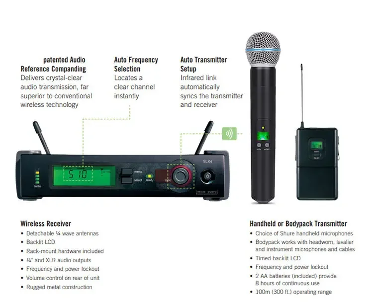 

SLX4 BETA 58a SLX24 SLX4 SM 58 Wireless Saxophone Karaoke Microphone Live Microphone Lavalier Wireless UHF Microphone Mic System