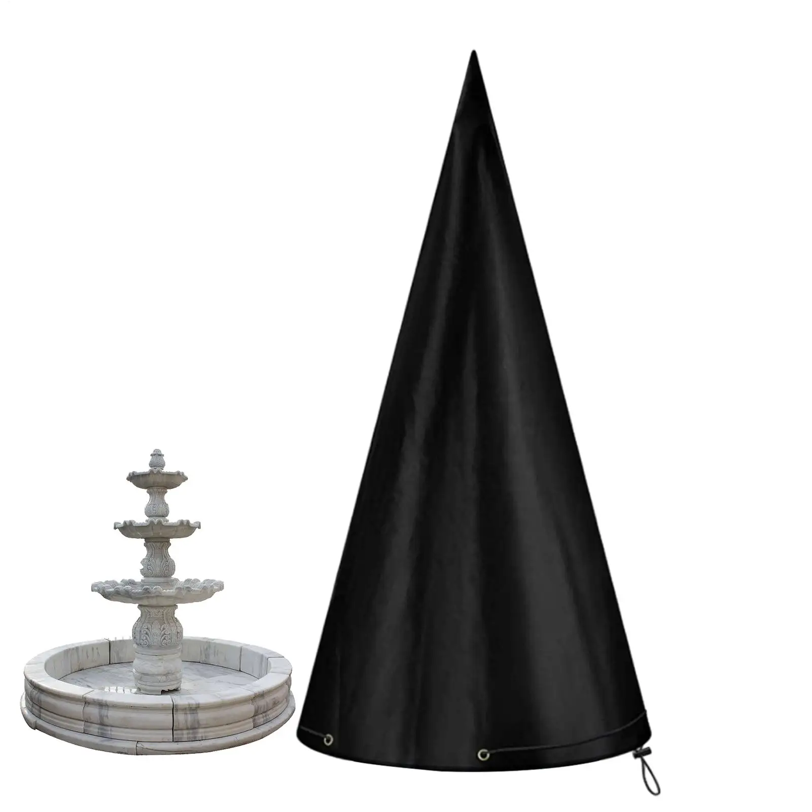 Outdoor Garden Fountain Cover Birdbath Statue Dustproof Drawstring Protector Windproof Fountain Cover for Backyard Patio