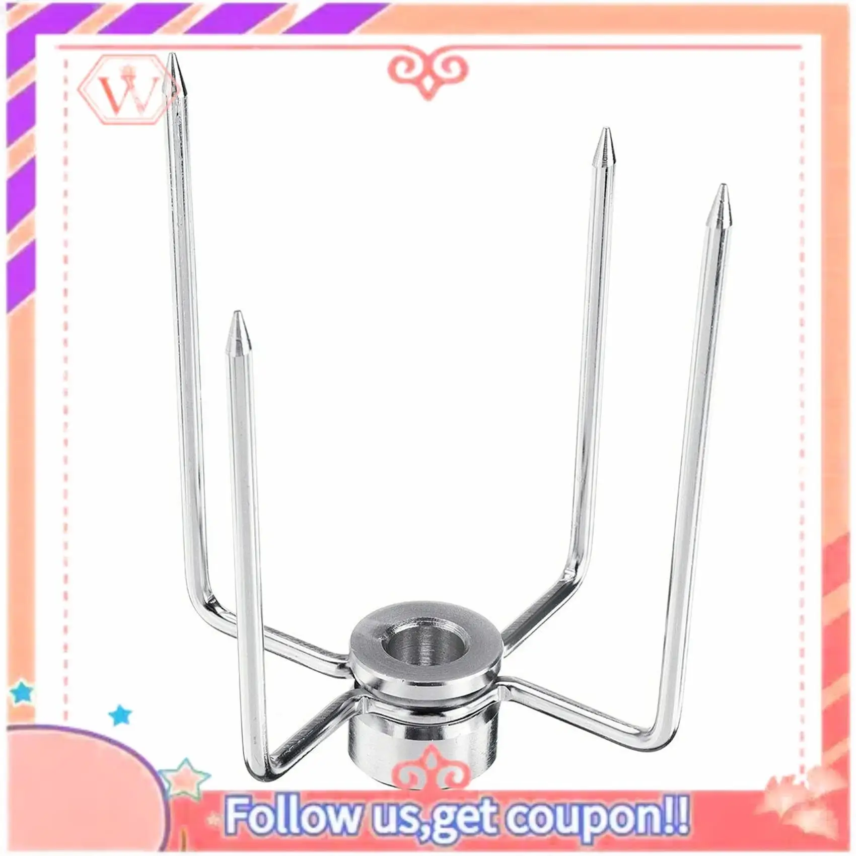 AT84-4Pcs BBQ Rotisserie Meat Forks Clamp Grill Meatpicks Stainless Steel Barbecue Skewer