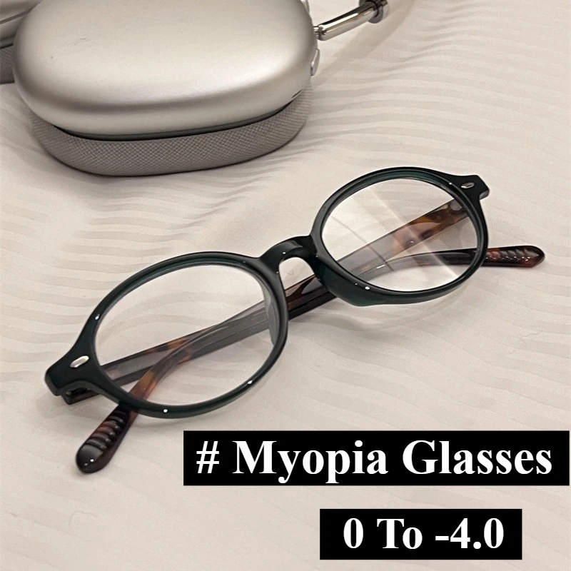 0 bis -4,0 elliptische Myopie-Brille, Schildkröte, farbige Brillenbeine, Anti-Blaulicht-Computerbrille, dekorative Brille