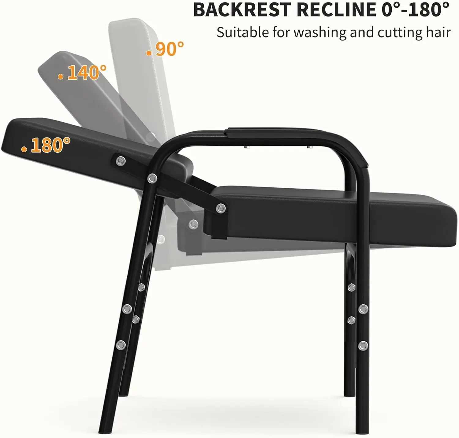 Professional Auto-Recline Shampoo Chair, Portable Waterproof Salon Chair with Heavy-Duty Chrome Base for Hair Stylists
