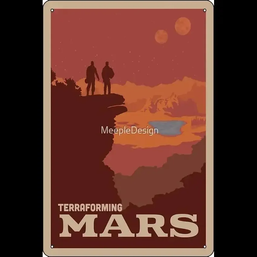 Terraforming Mars Board Game Art  Minimalist Metal Tin Sign Poster Travel Poster Style Funny Wall Decor for Game Room Perfect fo