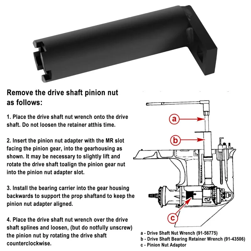 91-43506 strumento chiave di fissaggio del cuscinetto dell\'albero di trasmissione marino adatto per Mercury Mercruiser Gen 1 Gen 2 Mercury 2.0L,