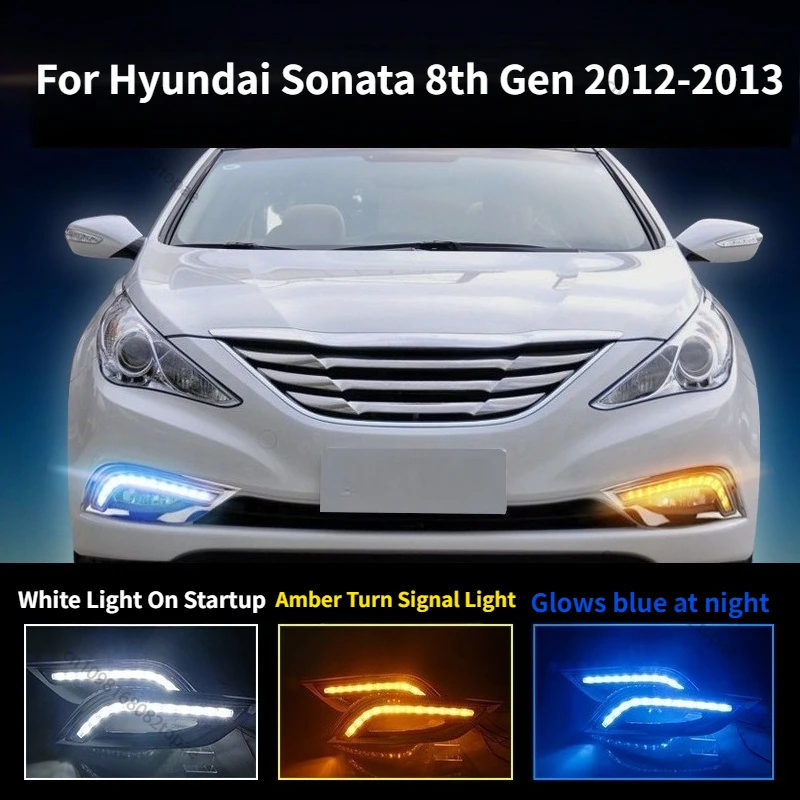 

LED DRL Front Fog Lights Sequential Turn Signal Driving Lights For 2012-2013 Hyundai Sonata 8th Gen Fashionable Modified Parts
