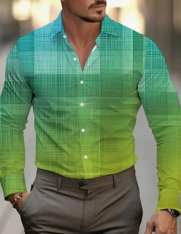 Men's Shirts 3D Print Modern Geometric Long Sleeve shirts Casual Lapel full sleeved Business shirt for Men Oversized clothing.