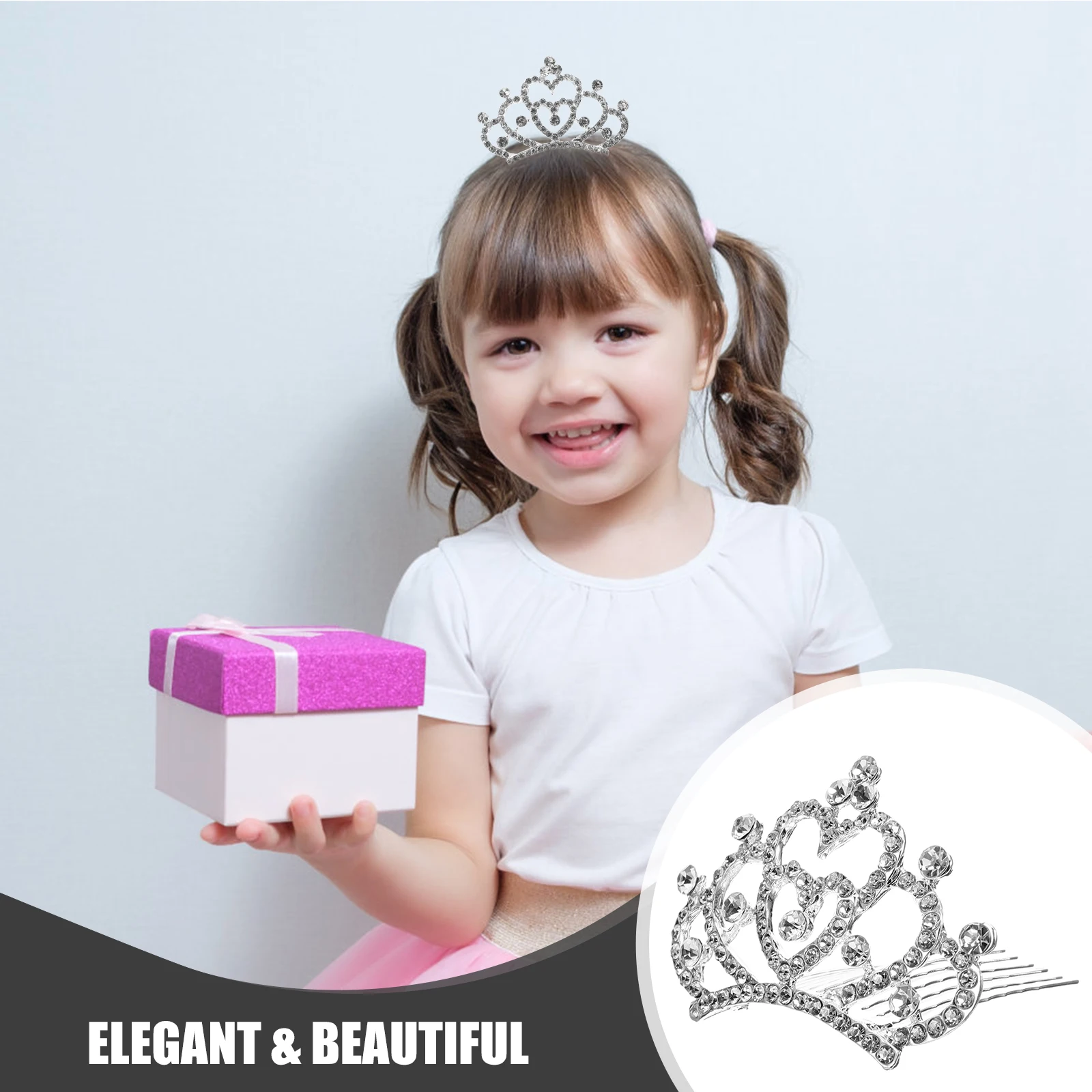 

Rhinestone Crown Comb Kids Crystal Headdress Lightweight Elegant Crown Design Girls Birthday Party Prom Decoration for Children