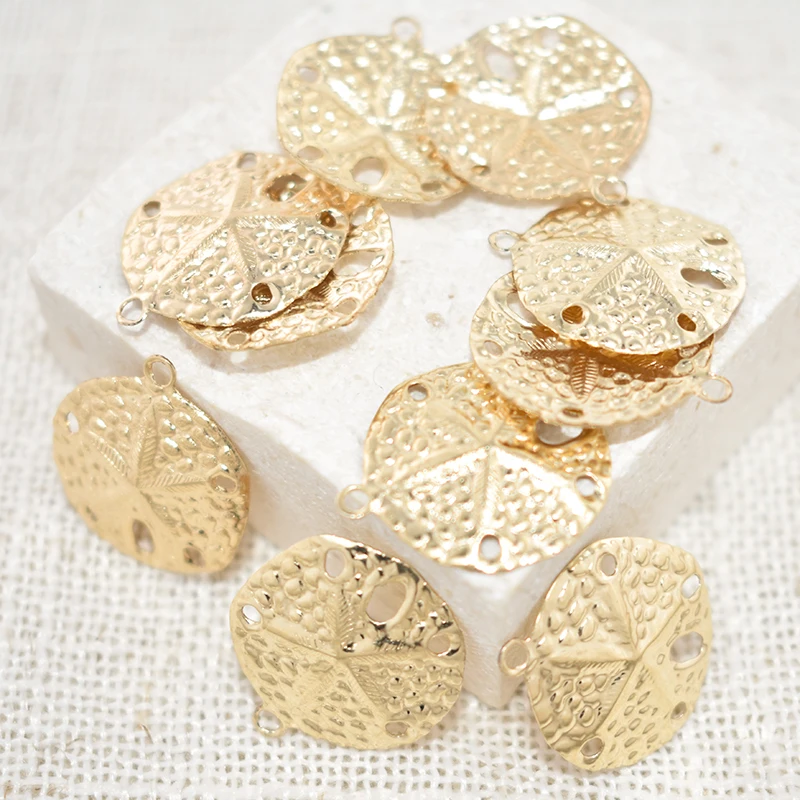 Sanddollar-Anhänger aus 14K Goldfilled, Sanddollar-Charm für DIY Armband- und Halsketten-Herstellung, Schmuckzubehör – Detail 15