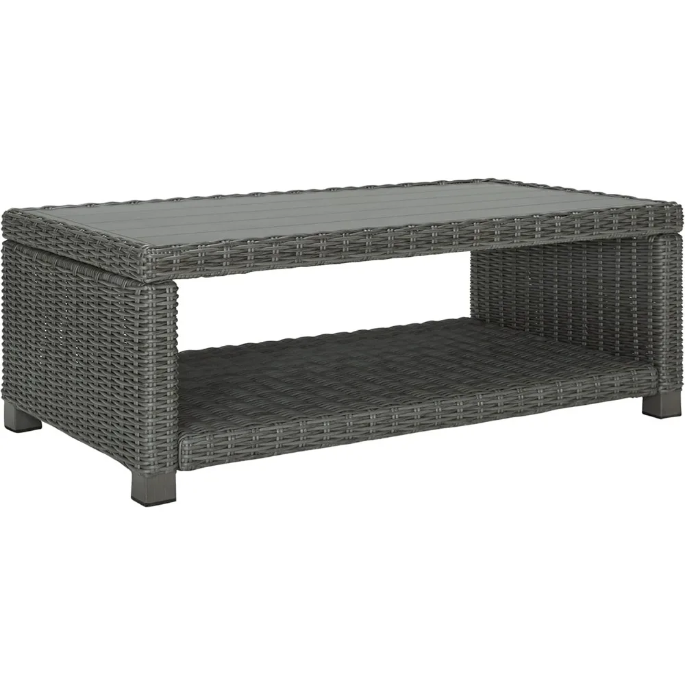 by Ashley Outdoor Elite Park Patio Wicker Cocktail Table, Gray