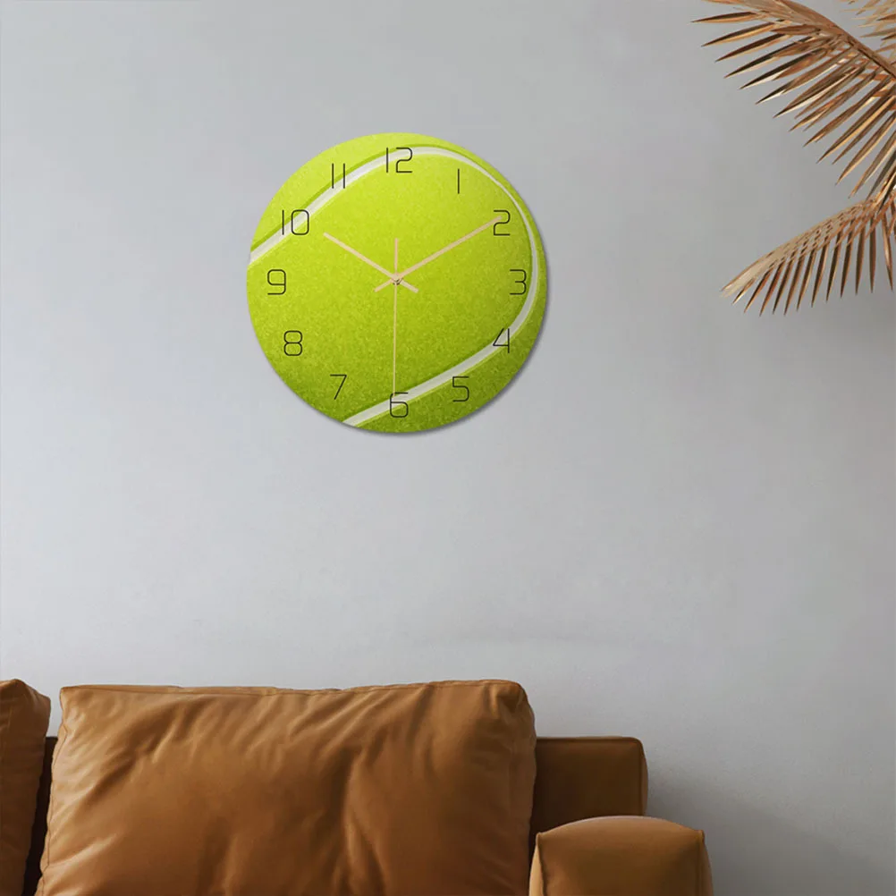 

Tennis Ball Design Wall Clock Acrylic Silent Movement Large Arabic Numerals For Bedroom Living Room Study Office Home Decor