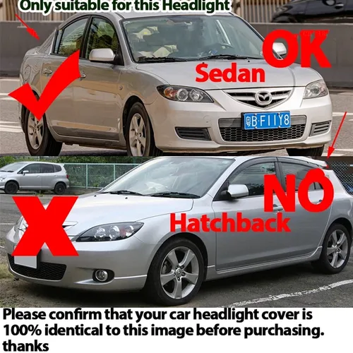 Imagen 2 del producto Cubierta de faros L/R para Mazda 3 Sedan 2006-2012 Axela BK 2003-2008, carcasa transparente, cubierta de lente de faros delanteros