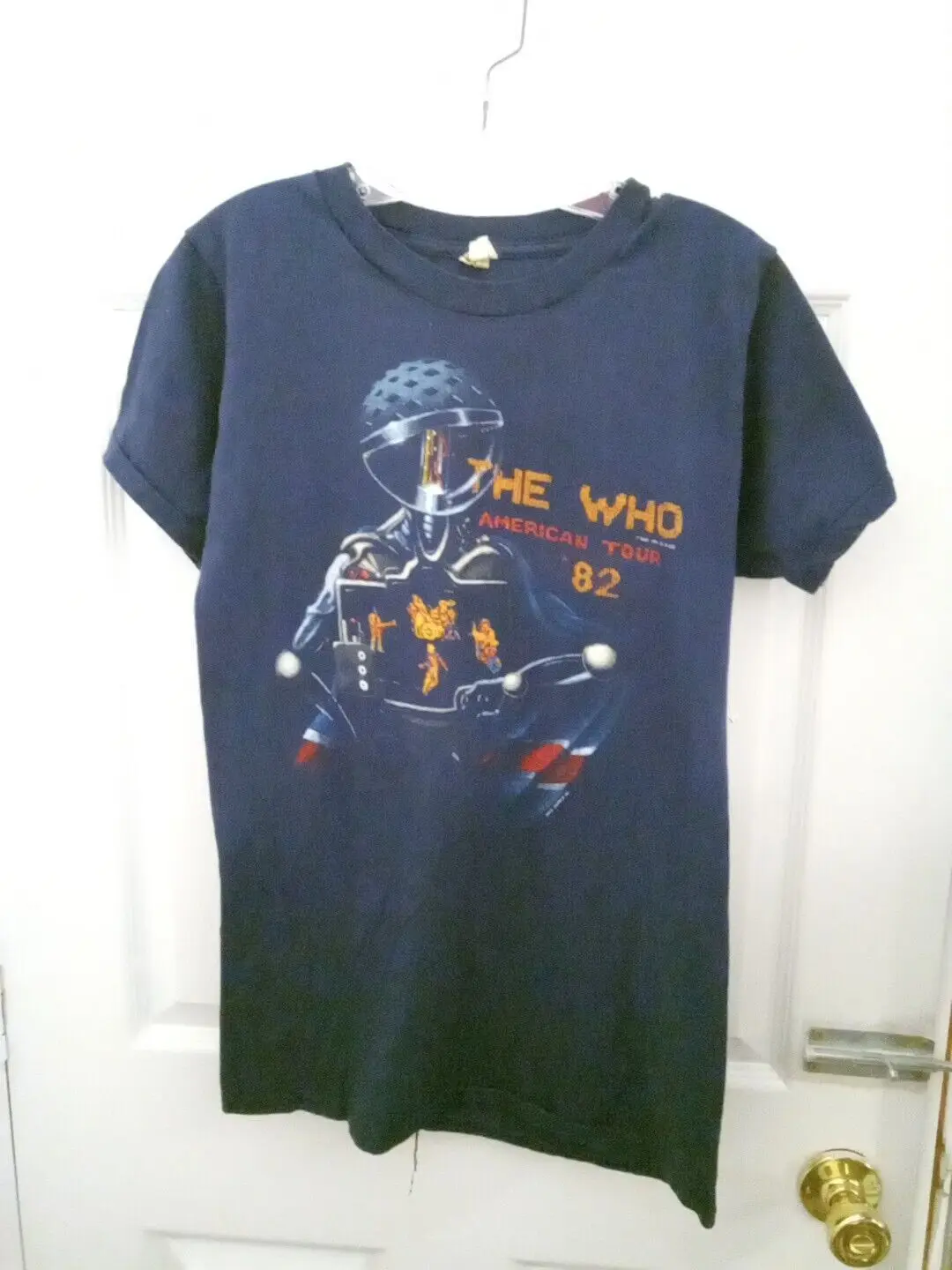 Vintage The Who T Shirt Adult Large Blue 80s Rock Band 1982 American Tour