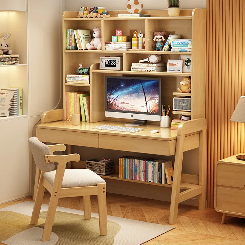 //Minimally Designed Desk, Bookshelf, Integrated Desk, Computer Desk, Student Study Desk