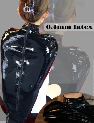 

atural Black Latex Rubber Backhand Restraints Zipper Fetish
