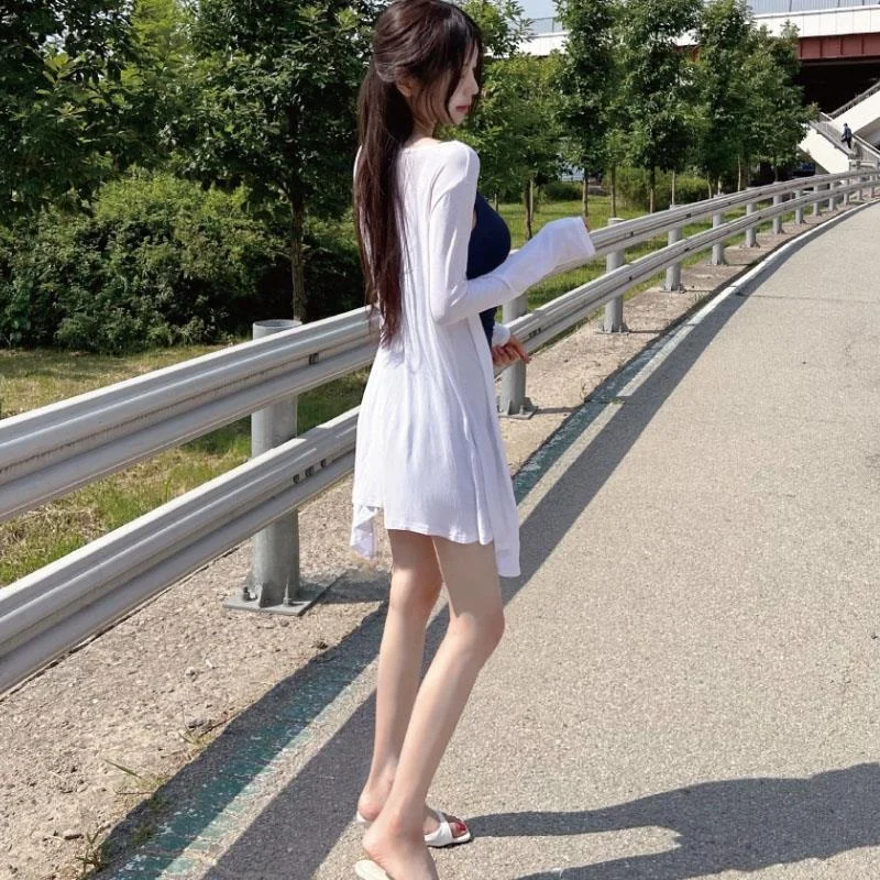 

Comfortable Long Thin Open Cardigan Air Conditioning irt Simple Sun Protection Commuter Sle Knitted Sweater for Women