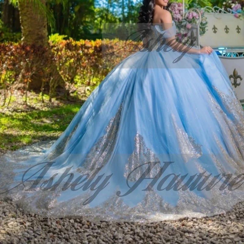 A3919 فساتين Quinceanera باللون الأزرق السماوي 15 مع كيب شرابة الخرز Ballgown حفلة موسيقية حفلة عيد ميلاد Vestido De xv Anos مناسبة مخصصة