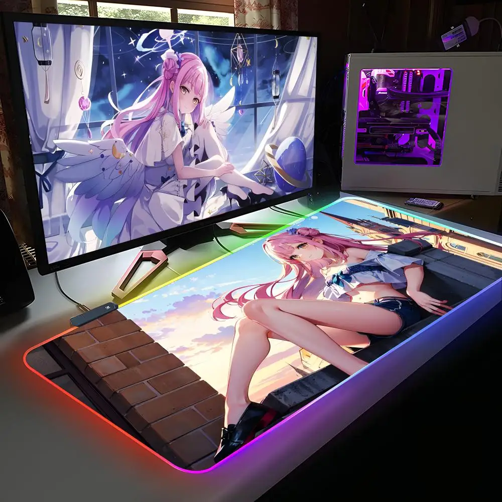 

Blue Archive Misono Mika Mouse Pad RGB Rubber Computer Laptop Official Game Colored esports Aesthetic Pretty Fashion Luxury Mat