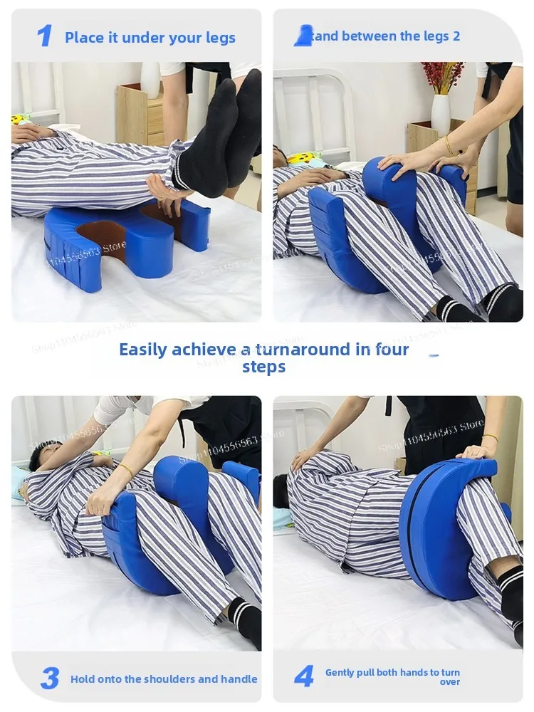 Turning Aid & Repositioning Pad Set for Bedridden – U-Shape & Wedge Pillow for Side Lying, Home Care Positioner
