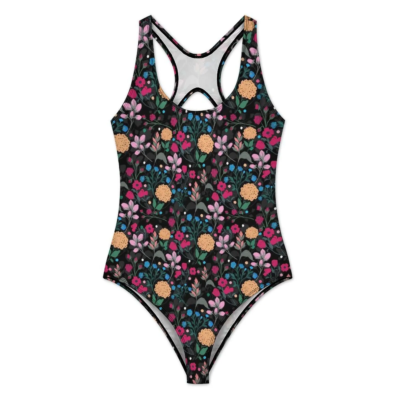 Ditsy Floral Swimsuit Pink Yellow Push Up Swimwear One Piece Vacation Bath Monokini Bodysuit Sexy Design Beach Wear Plus Size