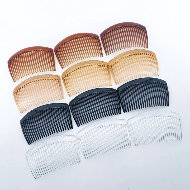 12/50 قطعة مشط الشعر البلاستيكي الجانبي بسيط 23 الأسنان إكسسوارات الشعر عقد قوي مشط الشعر للنساء الفتيات 3 لكل من 4 ألوان