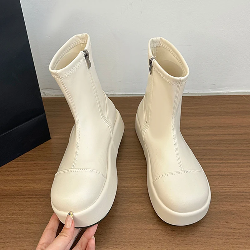 المرأة حذاء من الجلد أحذية منصة مسطحة موضة مريحة النساء أحذية الشتاء امرأة عادية بوتاس 2025 الشرير المصارع الإناث Zapatos #3