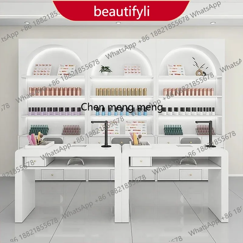 

01A Nordic Creative Nail Salon Display Cabinet Modern Designer Storage Display Cabinet Beauty Salon Cosmetic Display Furniture