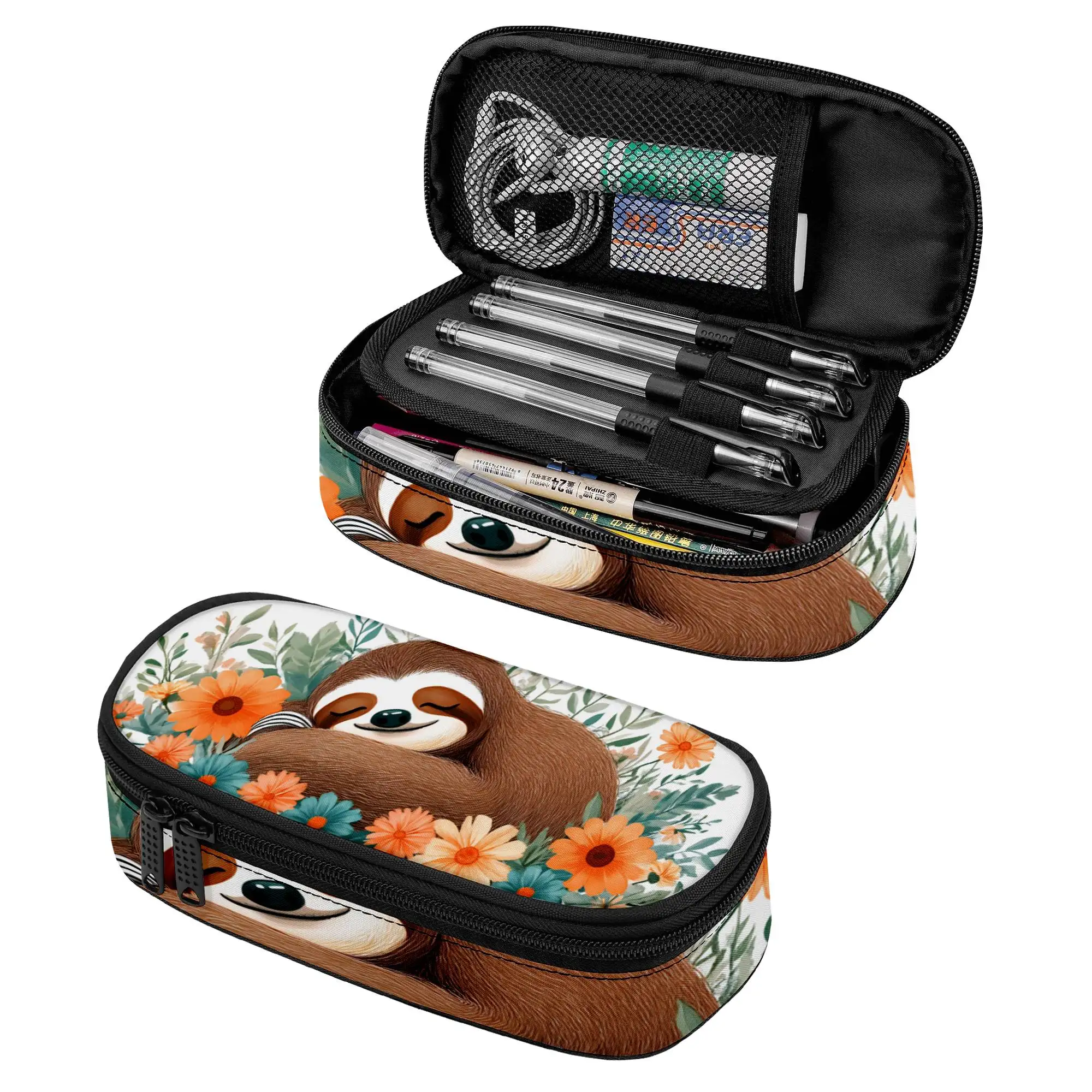 Cute Sloth Pencil Case Compatible for Girls & Boys - Adorable Sloth-Shaped Zippered Makeup Bag & Pencil Pouch