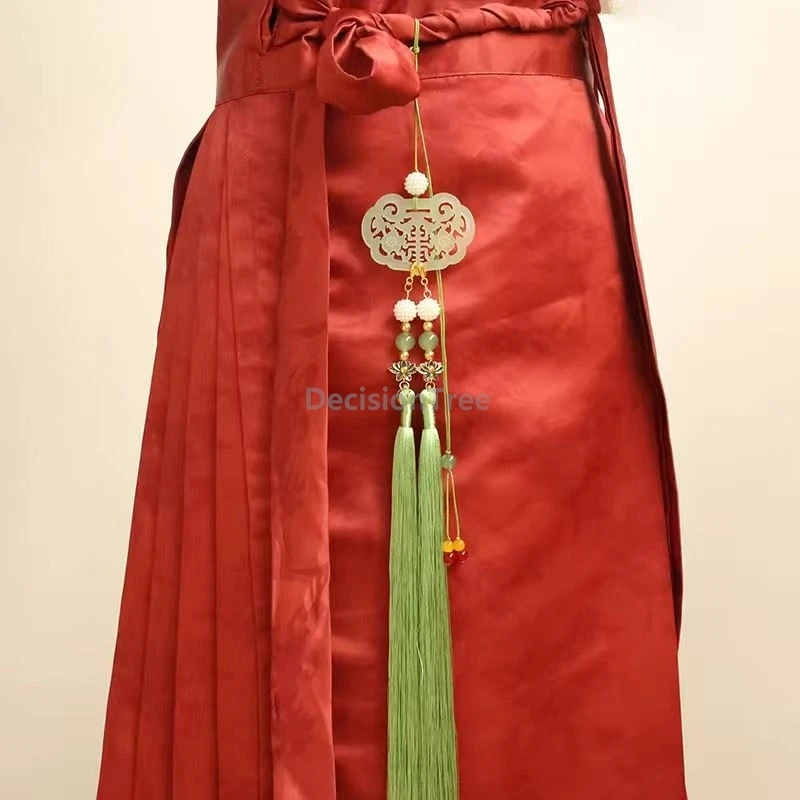 

Chinese horse face skirt accessory long tassels waist belt jade accessory antique hanfu Robe Placket chain waist Jade pendant