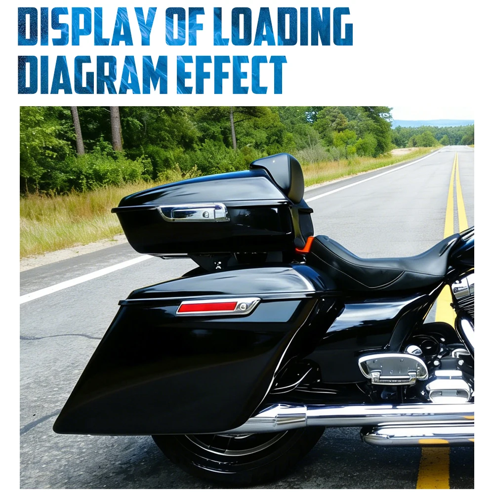 Motorcycle Razor Chopped King Trunk Tour Luggage 10.7'' 7.5'' 13.7'' Rear Tail Bags Box For Harley Touring 2014-2025 Road Glide
