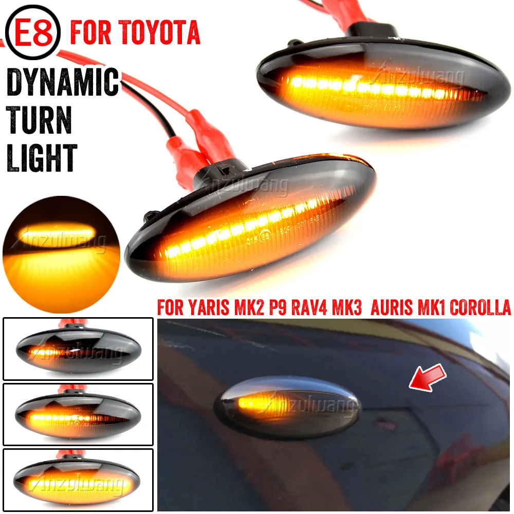 2 pieces Led Dynamic Side Marker Turn Signal Lights Sequential Blinker For Toyota Yaris Mk2 P9 RAV4 Mk3 ACA3/ALA3 Auris Mk1 E15