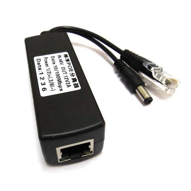 Divisor POE IEEE 802.3AT estándar, 12V, 2A, salida de CC, entrada DC48V para sistema de seguridad de vídeo de cámara IP CCTV