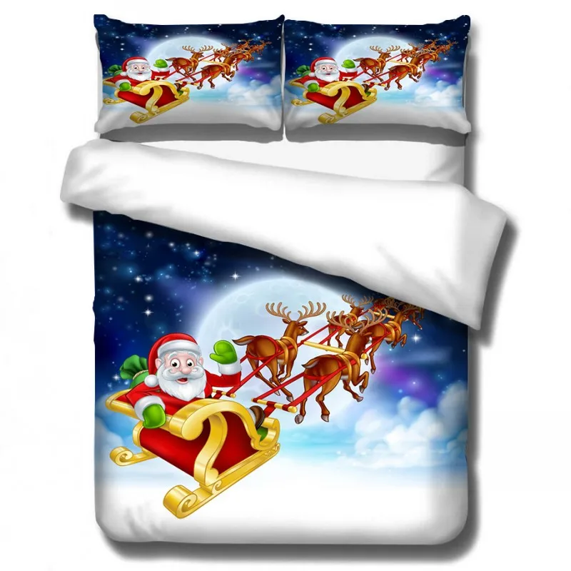 Anime Santa Claus Elk Bedding Sets Baby Kids Boys Girls Christmas Present Duvet Covers Pillow case Comforter Cover Bedclothes