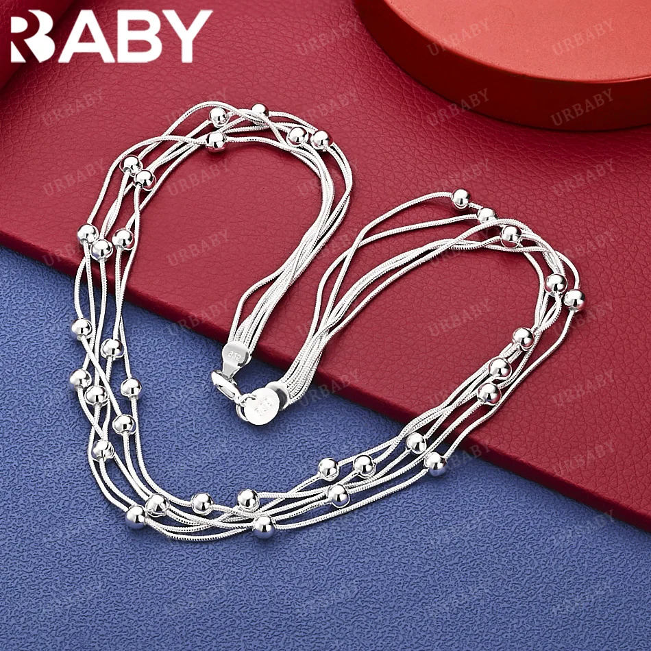 

URBABY 925 Sterling Silver 45cm Beads Necklace Charm Trend Birthday Gifts Fashion Party And Daily Wear