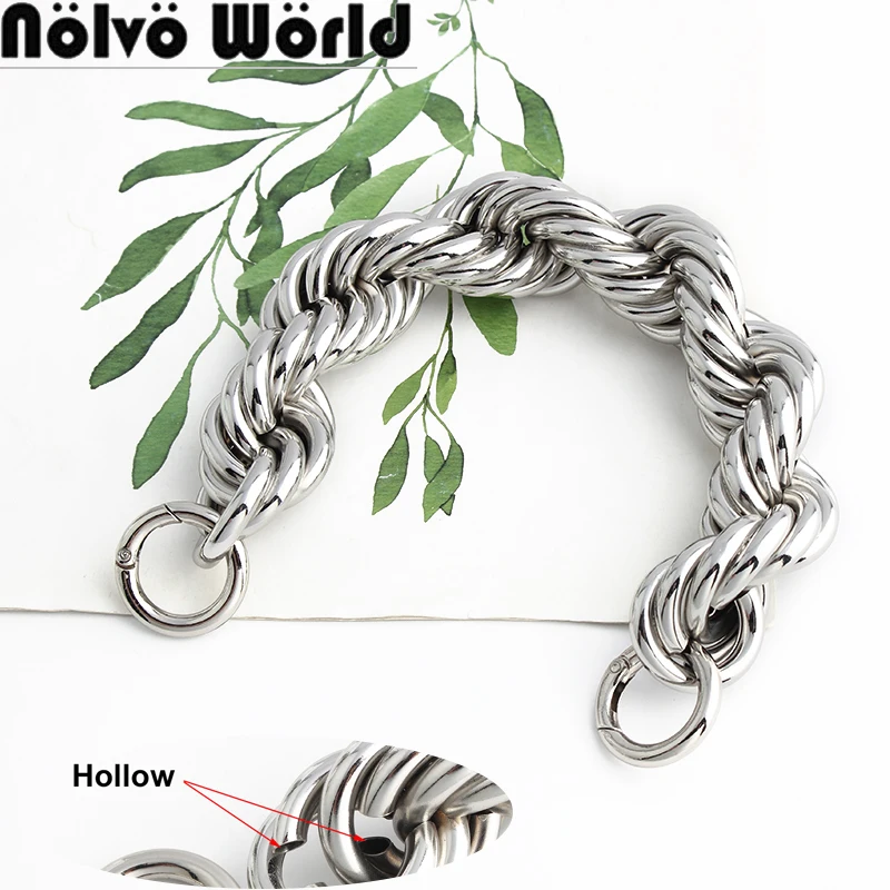 

1/2/4PCS Silver 32CM Width 31MM Copper Decorative Metal Bag Chains With O Ring For DIY Purse Shoulder Straps Handle Accessories