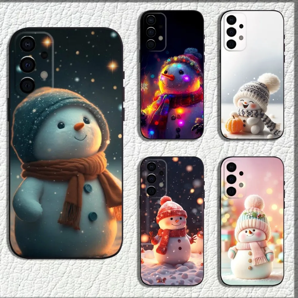 

Christmas Snowman Cute Phone Case For Samsung Galaxy A13,A21s,A22,A31,A32,A52,A53,A71,A80,A91 Soft Black Shell
