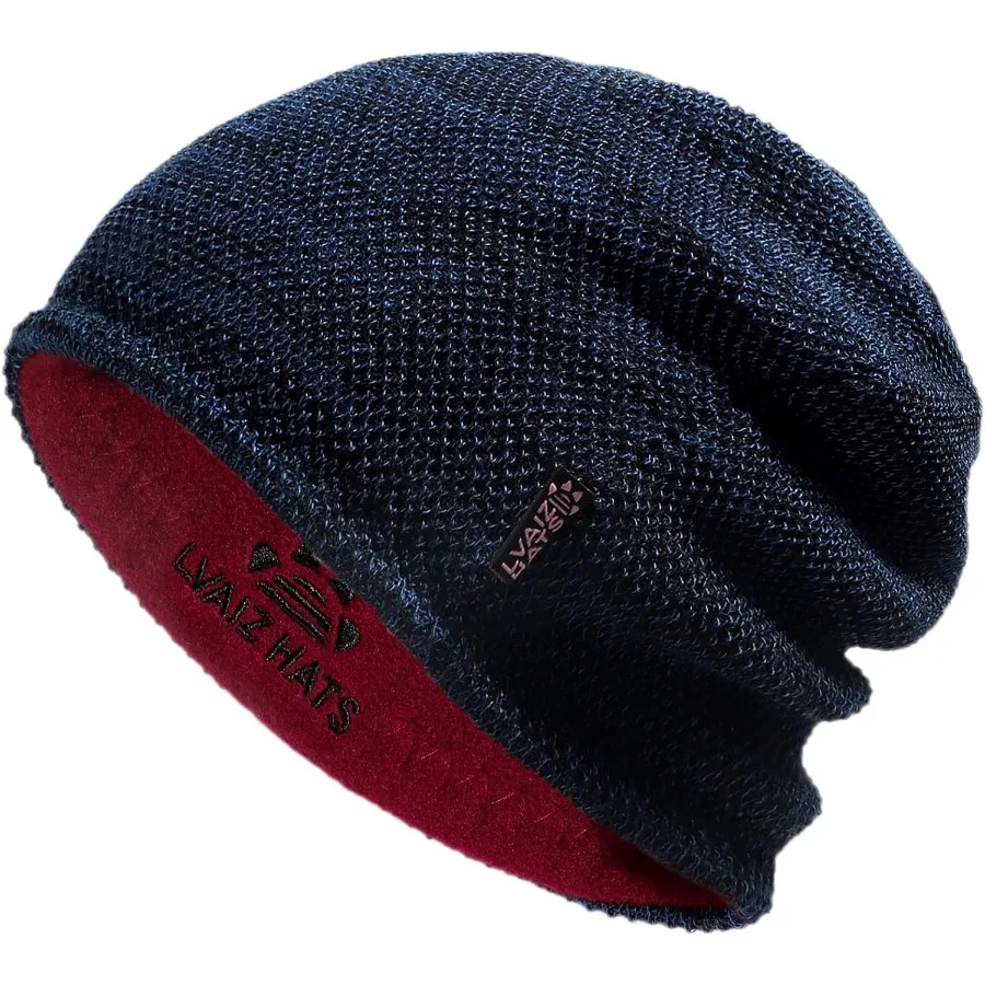 

Lvaiz Мужская зимняя шапка-бини Теплая шапка с черепом на флисовой подкладке для мужчин Двусторонняя женская ветрозащитная шапка для часов Вязаная теплая шапка унисекс