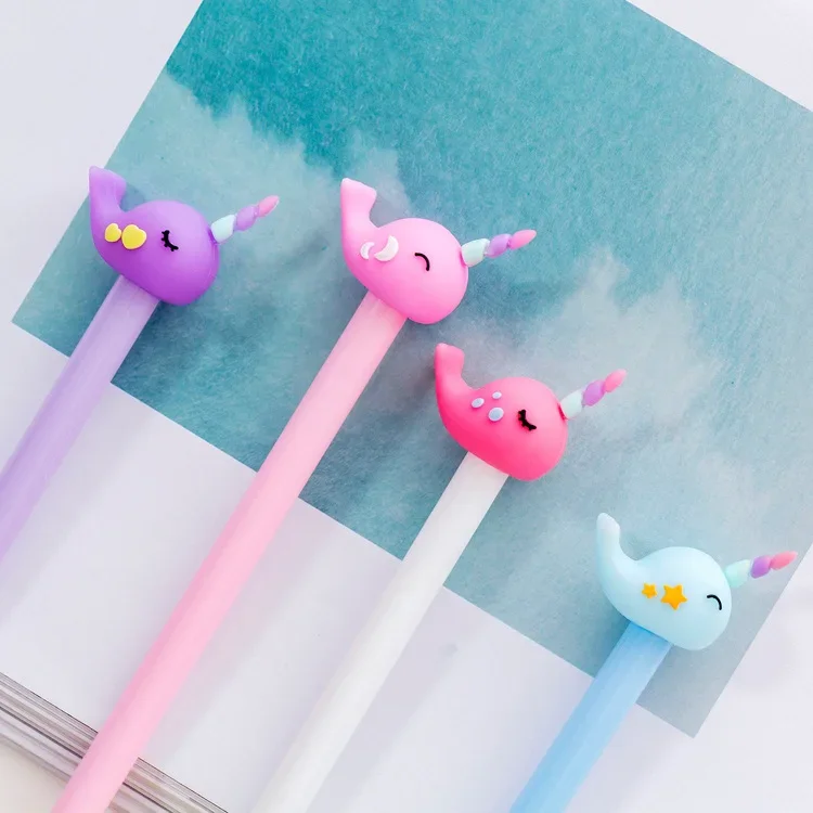 36Pcs Wholesale One-horned Whale Creative Cute Cartoon Gender-neutral Pen, Student Novelty Stationery, School Supplies