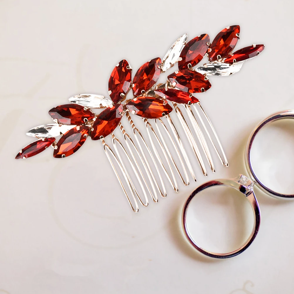 

Elegant Green Hair Comb Women Bridal Accessories Bridesmaid Clip Leaf Design Wedding Party Hair Jewelry Crystal Decor