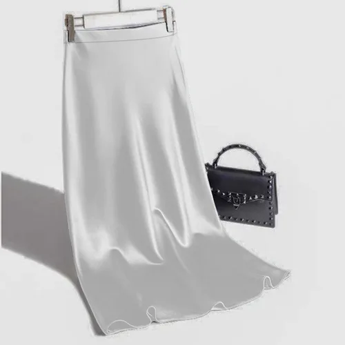 Imagen 2 del producto Novedad de verano, falda larga de Color liso para mujer, falda acampanada de cintura alta a la moda francesa para mujer, faldas largas femeninas de talla grande 4XL 2025