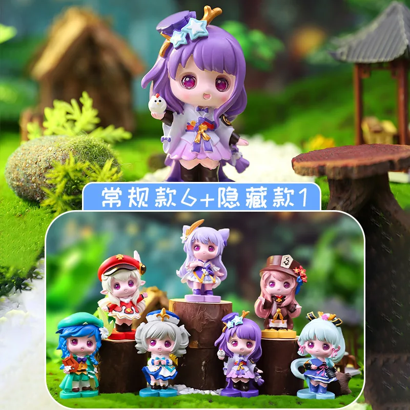 6pcs/set Genshin Impact Klee Keqing Hu Tao Anime Figure Cartoon Cute Kawaii Q Version Manga Statue Action Model Toys Gifts