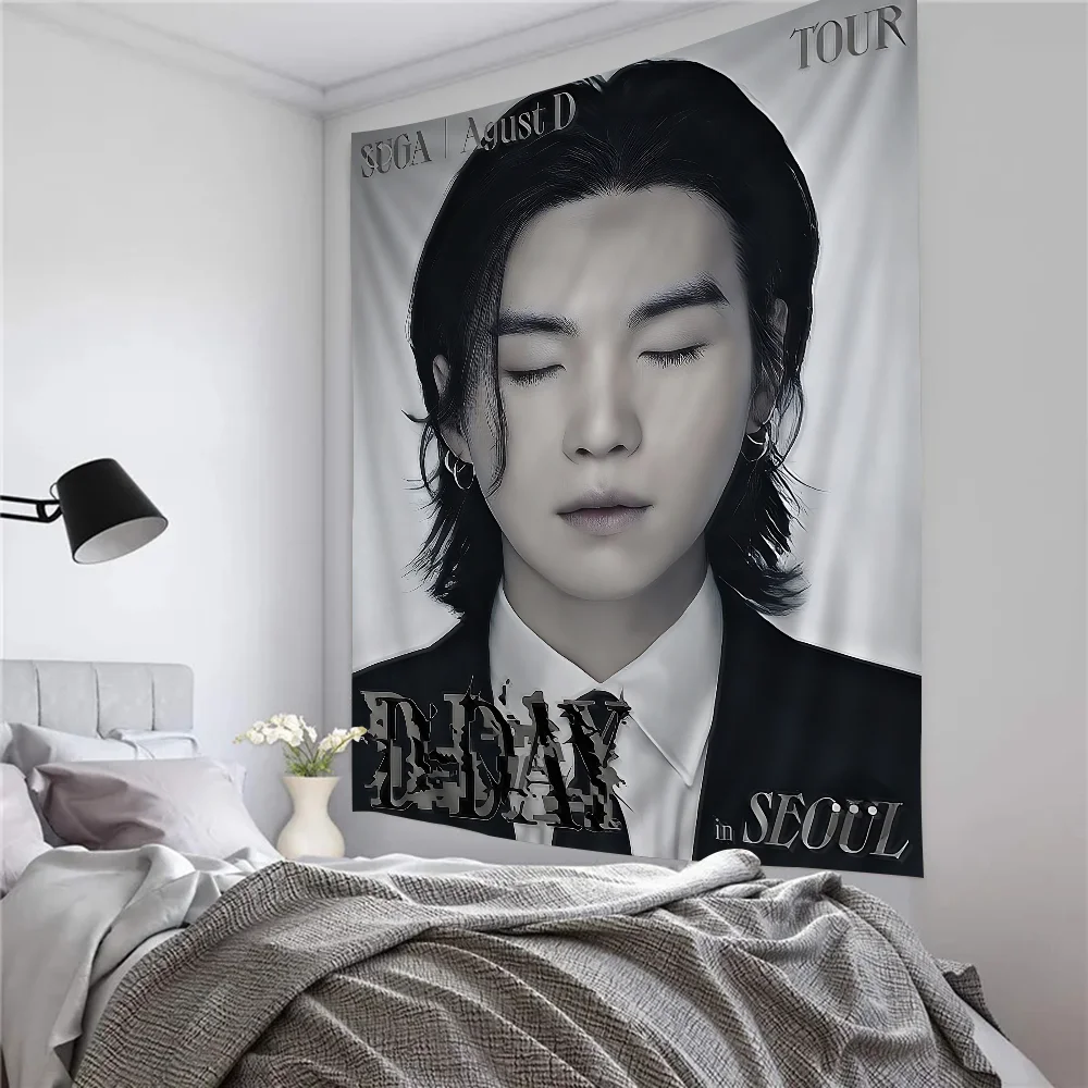 S-Suga Kpop A-Agust D مطبوعة كبيرة قماش مزخرف جداري رخيصة الهبي الجدار الشنق البوهيمي جدار المفروشات ماندالا INS ديكور المنزل #2