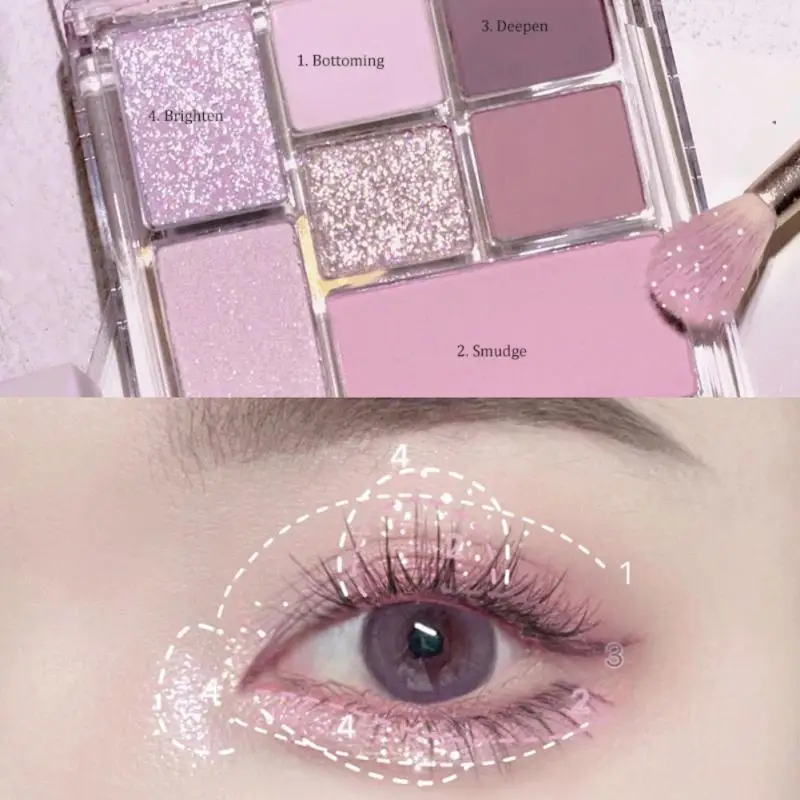 Palette de fard à barrage violet fumé, pigment coloré pour les yeux, cosmétiques scintillants, fard à joues pour le visage, maquillage des yeux, 7 documents, 256