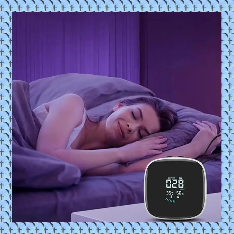 

NOCM Pm2.5 Detector Small LED Display With Strap Air Quality Monitor Multipurpose Home Humidity Tester For Bedrooms Living
