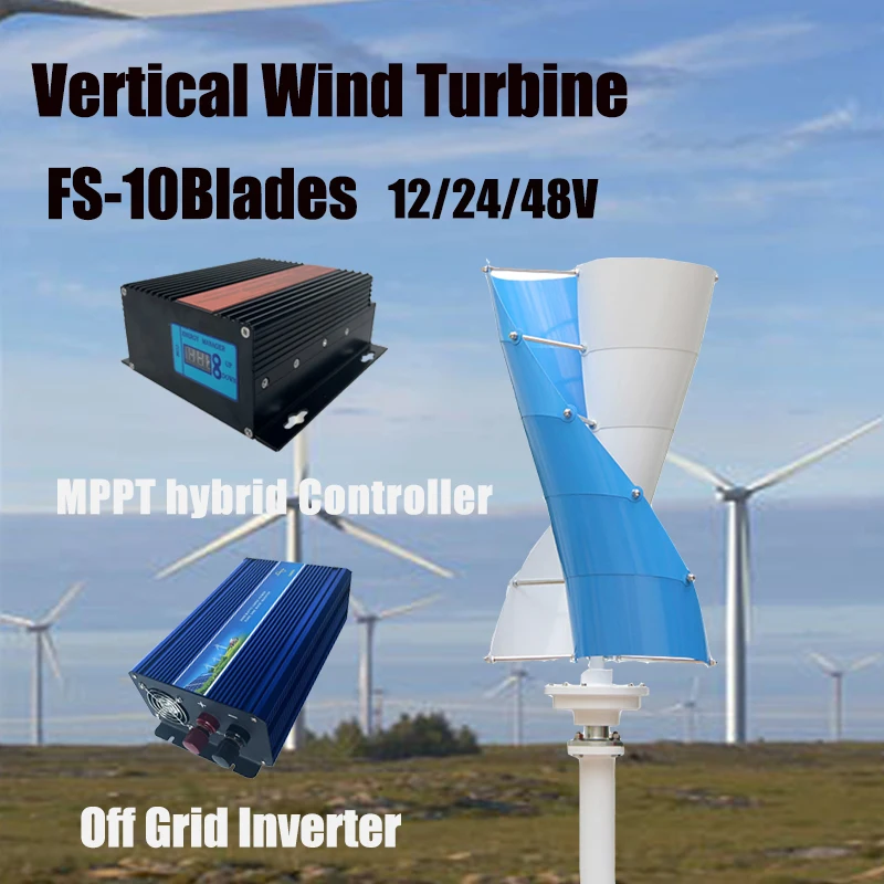 Made In China Factory Fast Shipping Wind Turbine 5000W 12v 24v 48v  Alternative Free Energy Windmill With MPPT Hybrid Controller