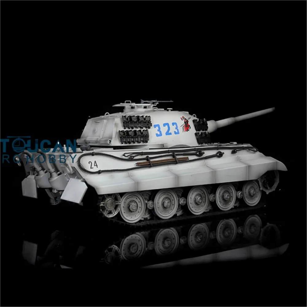 Henglong 1/16 Snow 7,0 tanque de plástico alemán King Tiger RC 3888A 360 torreta giratoria batalla infrarroja TH17547-SMT7