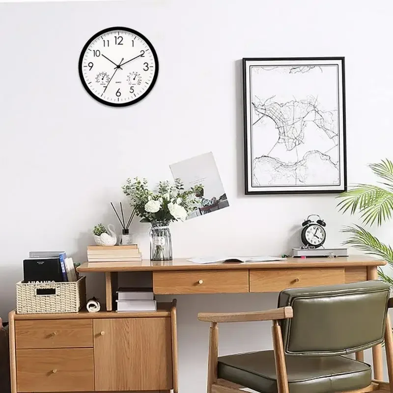 Outdoor Clock Decorative Round Clock With Thermometer and Humidity Large Wall Clocks Waterproof Elegant Retro Silent Clock view 2